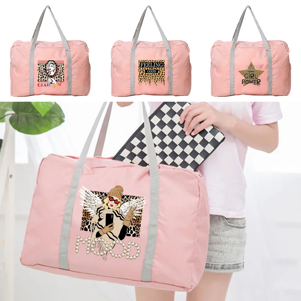 

Handheld Travel Bag with Zipper Clothing Storage Leopard Pattern Printing Series Reusable Duffel Pack Luggage Check-in