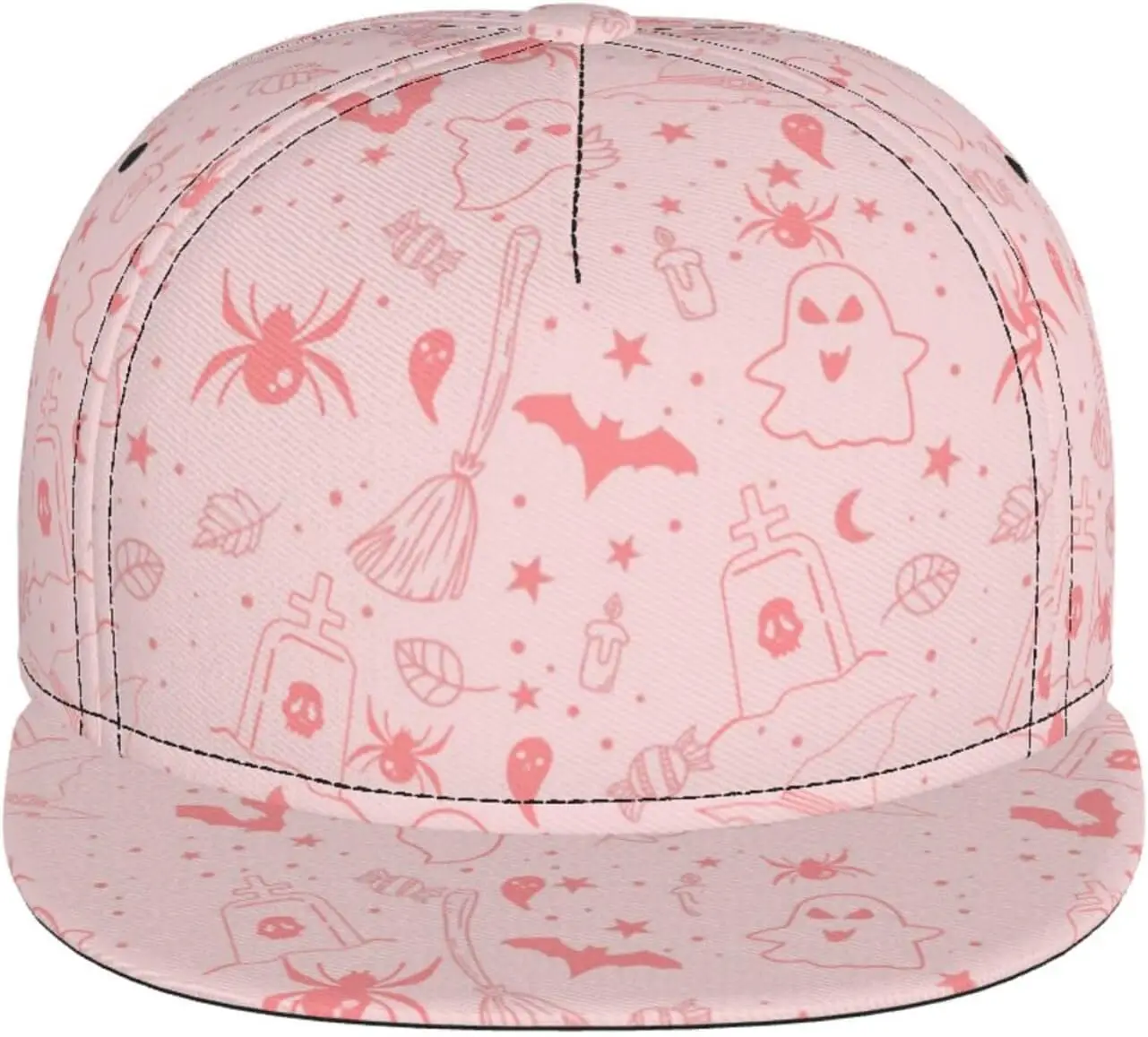 Pastel Spooky Vibes Pink Halloween Cute Horror Snapback Cap Bat Hats Goth Baseball Hat for Men Women Gothic Baseball Cap