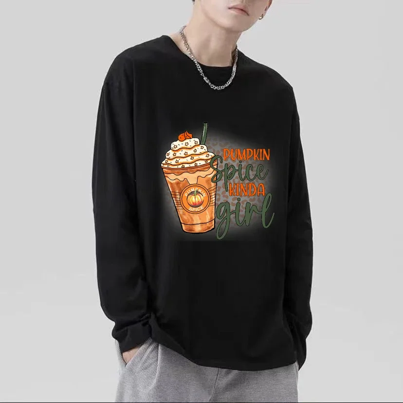 

Весенний пуловер 2025 года, футболка с длинными рукавами, мужская одежда, уличная футболка большого размера для мужчин, винтажная футболка с принтом на Хэллоуин