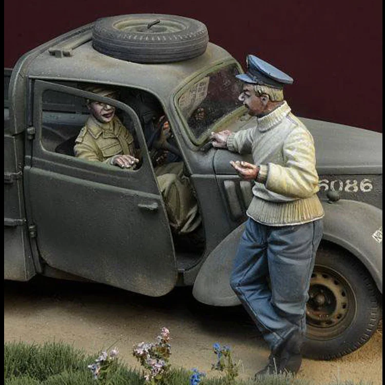 Modelo de figura de resina fundida a escala 1/35, sin Coche, sin pintar, envío gratis