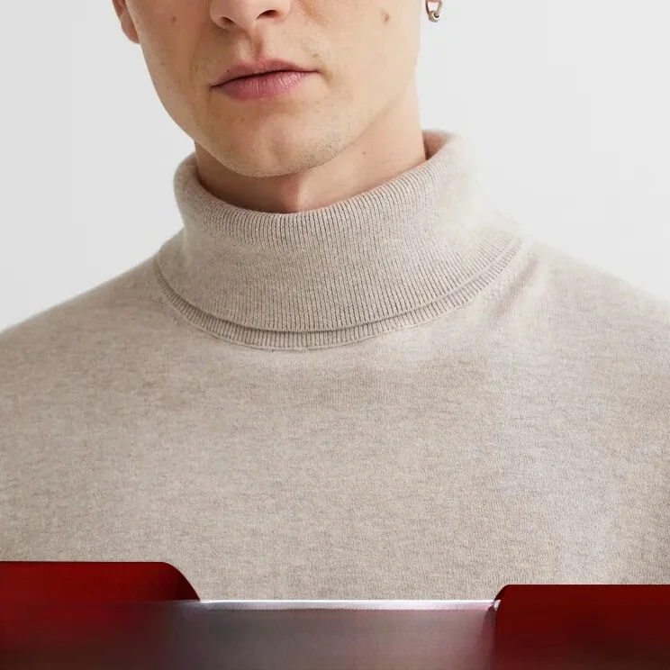 

Мужской вязаный свитер Nordic Sle с высоким воротником, модный, из смесовой шерсти, осенний, многослойный, удобный, с длинными рукавами