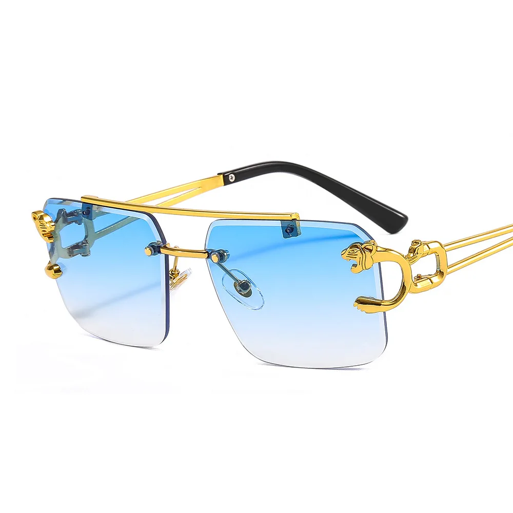 Retro Square Sunglasses Men Women 2023 Luxury Brand Designer Gold Lion Decoration Female Sun Glasses Travelling Eyewear UV400