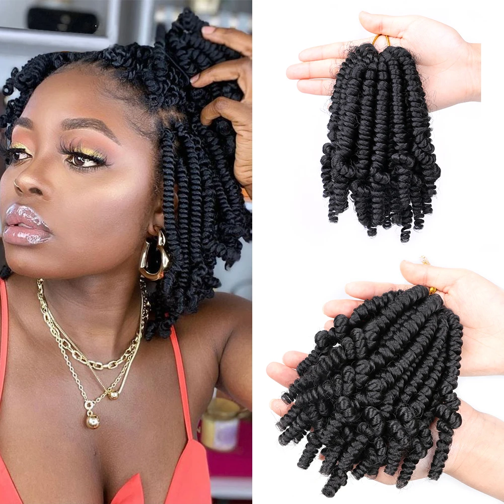 Dairess 6 Inch Bomb Spring Twist Hair Short Passion Twist Braids Synthetic Bob Spring Twist Crochet Braids For Women