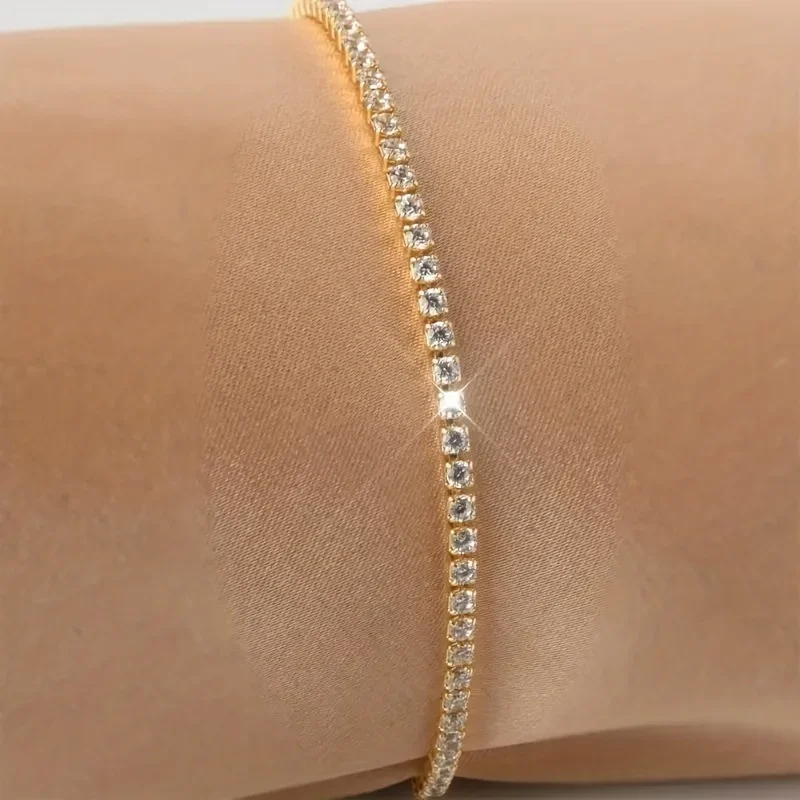 Pulsera clásica de Plata de Ley 925 para mujer, cadena de tenis de circonita cúbica, oro de 18k, alta calidad, 3mm, gran oferta