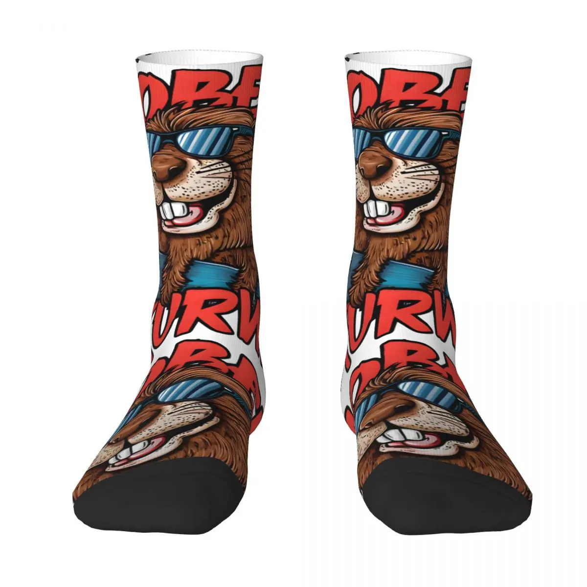 Kawaii Bobr Kurwa Bober Beaver Stockings Animal Graphic Casual Socks Autumn Anti Skid Socks Men's Cycling Soft Breathable Socks