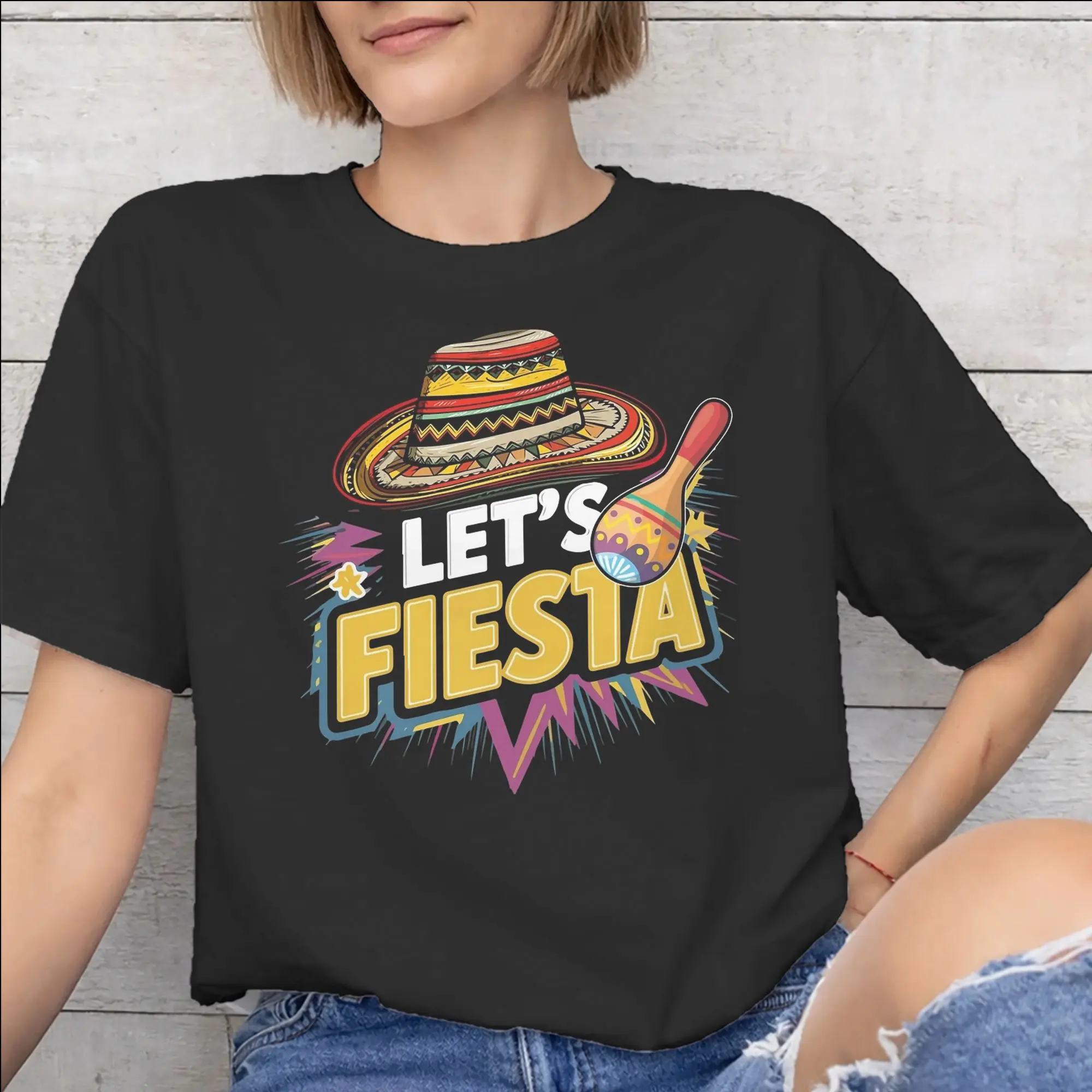 Let's Fiesta Cinco De Mayo  Tee Shirt for Men Women Fashion T Shirts  Cotton Clothes