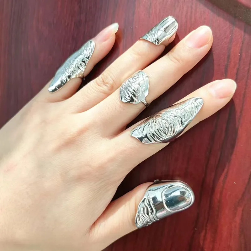 

2026 New Irregular Texture Knuckle Ring Set Hip Hop Style Fashion Finger Jewelry Accessory