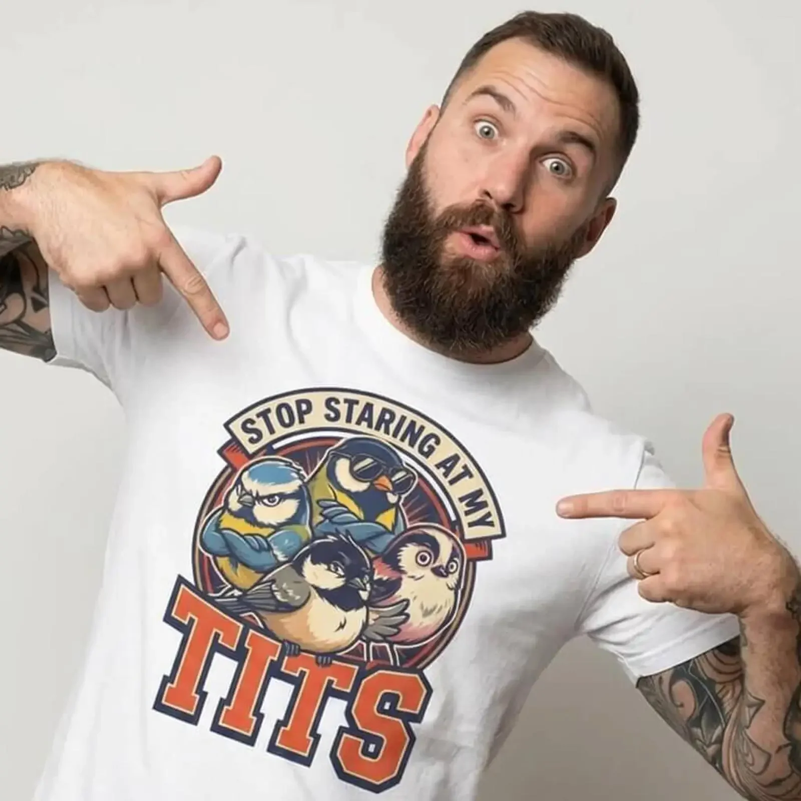 Stop Staring At My Tits Funny Bird T Shirt vintage Washed Soft graphic designer clothes Versatile Unisex fashion homme Casual