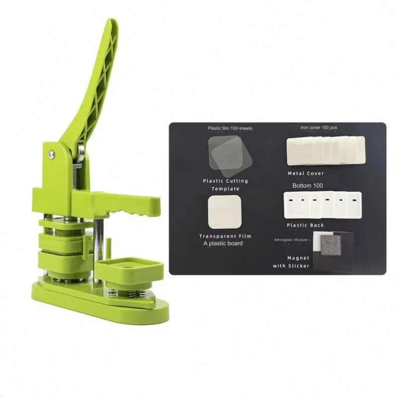 Square Plastic Badge Making Machine Button Pin Maker with PLC Gear & Motor Core Components for Plant Manufacturing