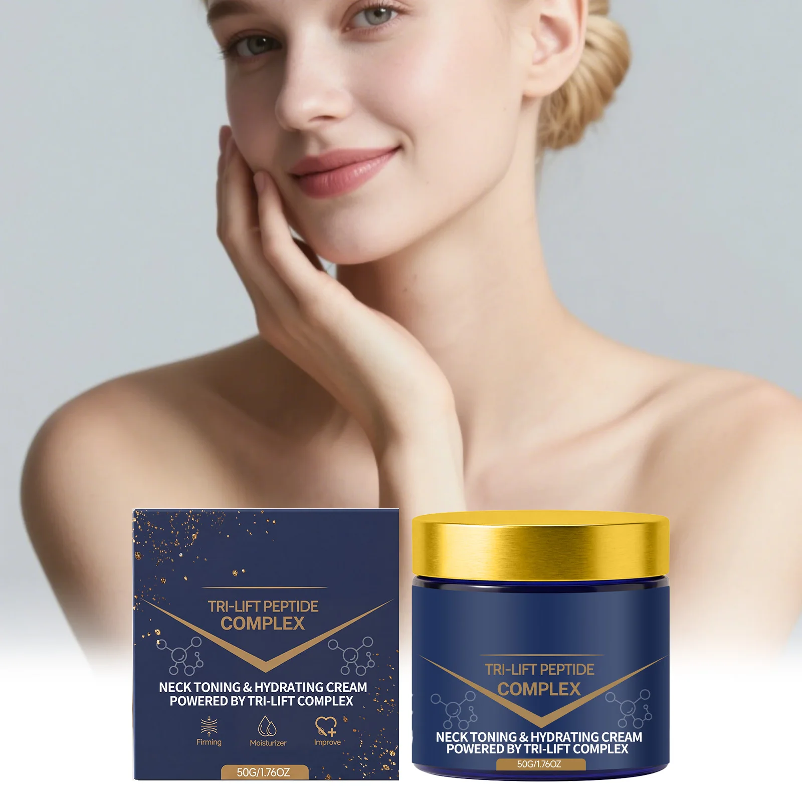 Tri-Lift Peptide Complex Cream Reduces Fine Lines Firms Hydrates Brightens Dull Skin Reduce Wrinkles Face Neck Moisturizer New