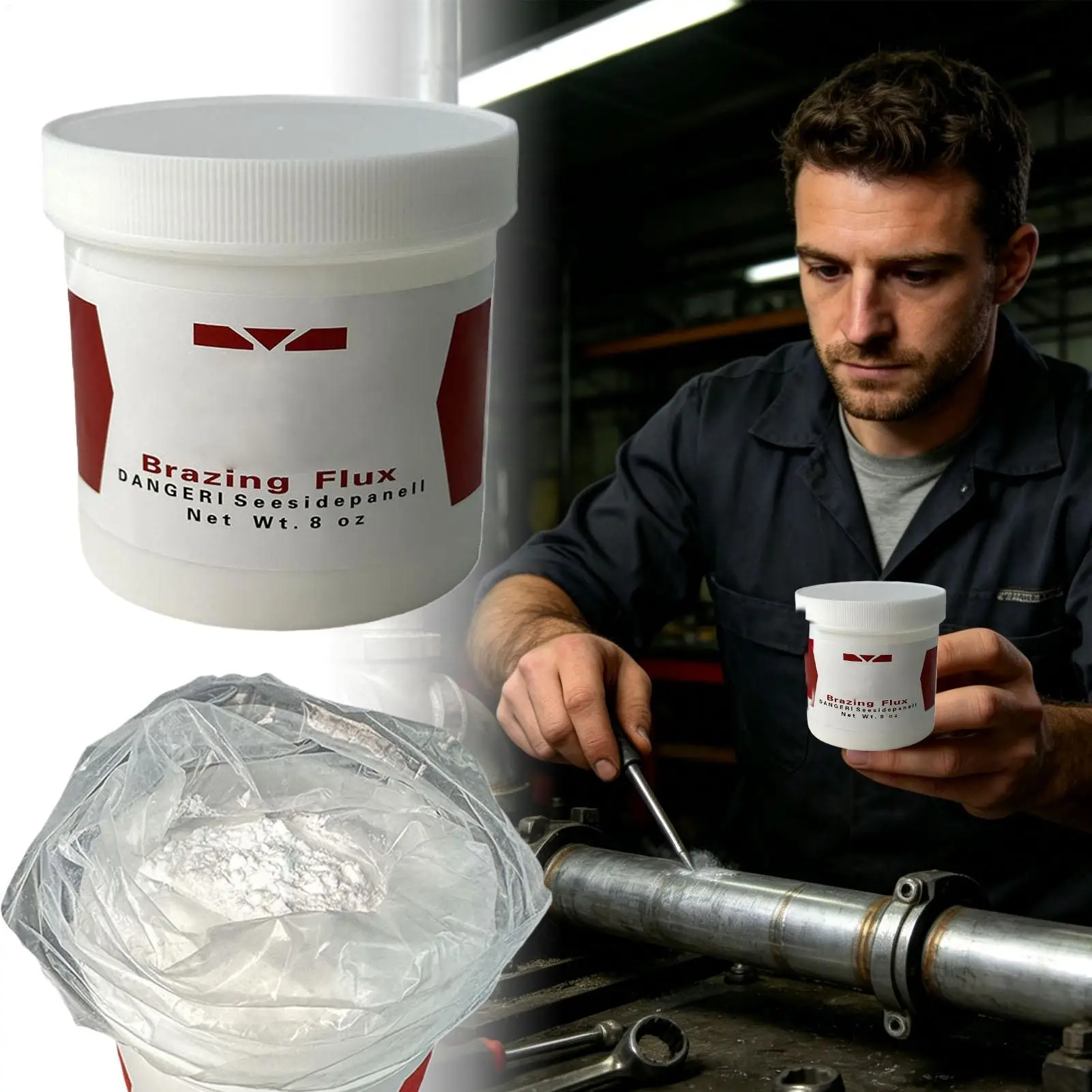 Aluminum Brazing Flux 200g High-Purity Low-Temp Welding Powder for AC Refrigeration HVAC Plumbing Jewelry Soldering Pipe Fitting