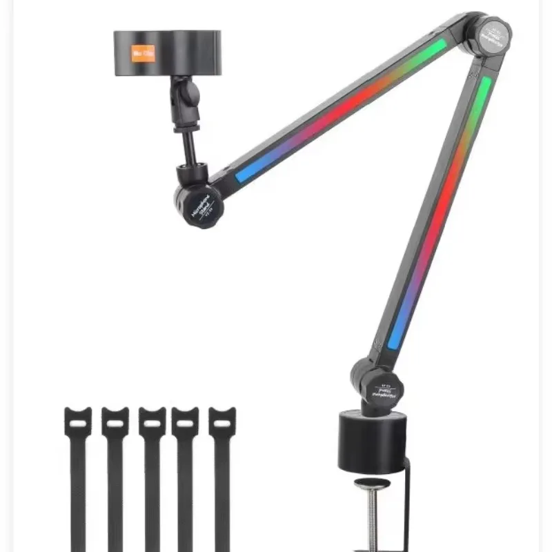

Настольная поворотная подставка с RGB-подсветкой для универсального микрофона, светящаяся сверху вниз, для концертов и студий, металлическая, для конденсаторных микрофонов