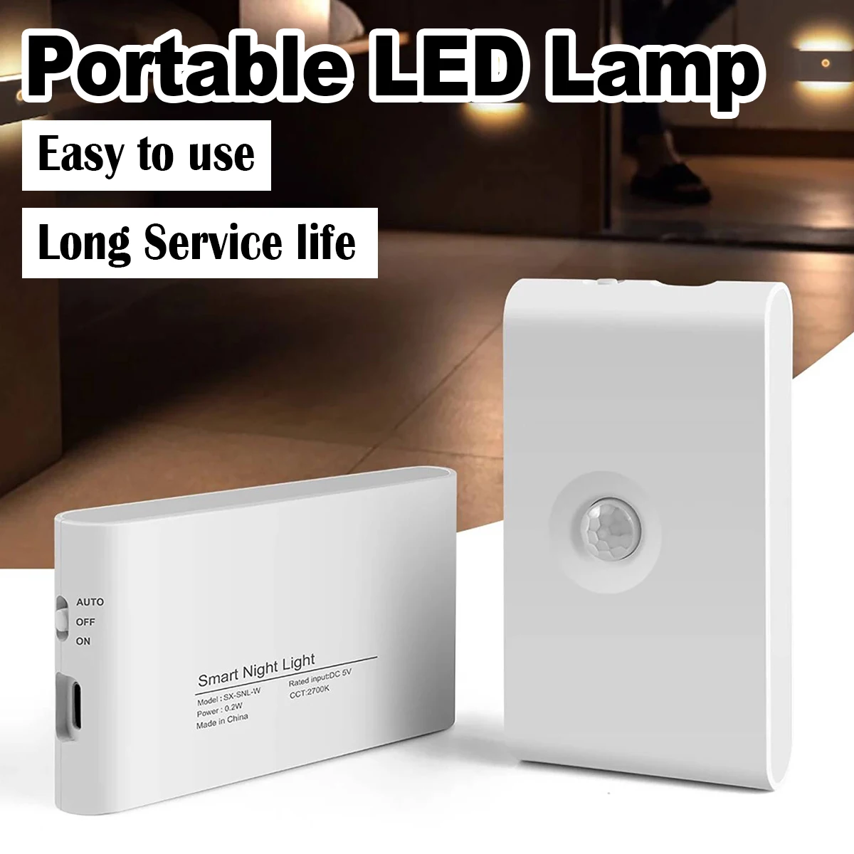 

Motion Sensor Led Night Light Wireless Magnetic Smart Abs 300amh Charging Type-c Warm 0.2w 2700k Hallway Stair Lights White Lamp