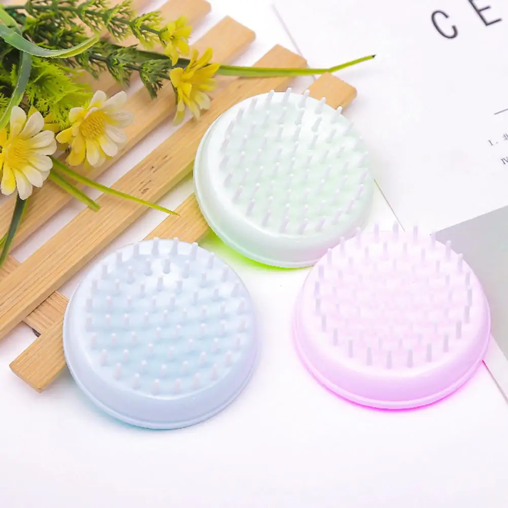 Peigne de lavage des cheveux en silicone, massage de la tête, brosse ronde, shampooing, massage du cuir chevelu, produits de soins capillaires, bain, W0N6