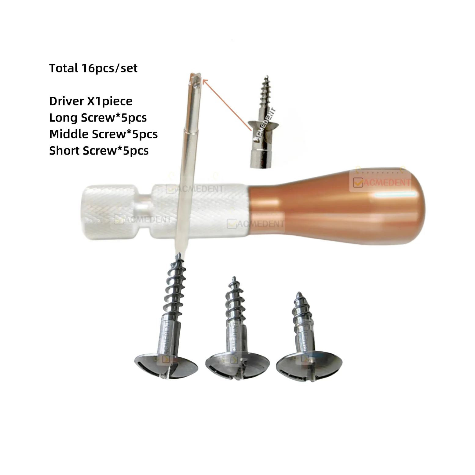 

Dental GBR Pilot Drill Socket Drills Bone Tacks Tent Screw Tenting with Brown Screwdriver *16Pcs