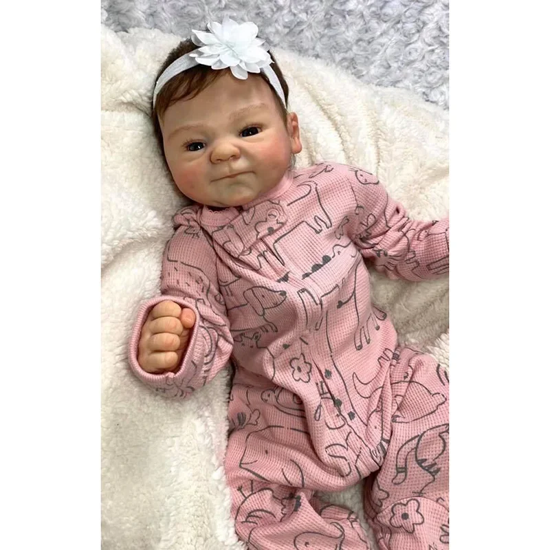 46cm Newborn Baby Doll with Rooted Hair Handmade Lifelike Reborn Doll 3D Genesis Painting Skin Munecas Bebe Reborn Doll Toys