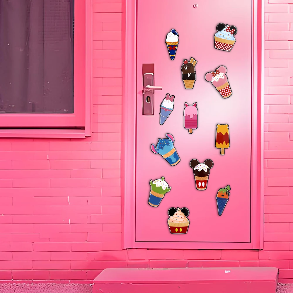12 قطعة ديزني ميكي ماوس كوب كعكة شكل مغناطيس الباب غرزة الثلاجة الغريبة الآيس كريم ملصقات المغناطيسي للديكور المنزل