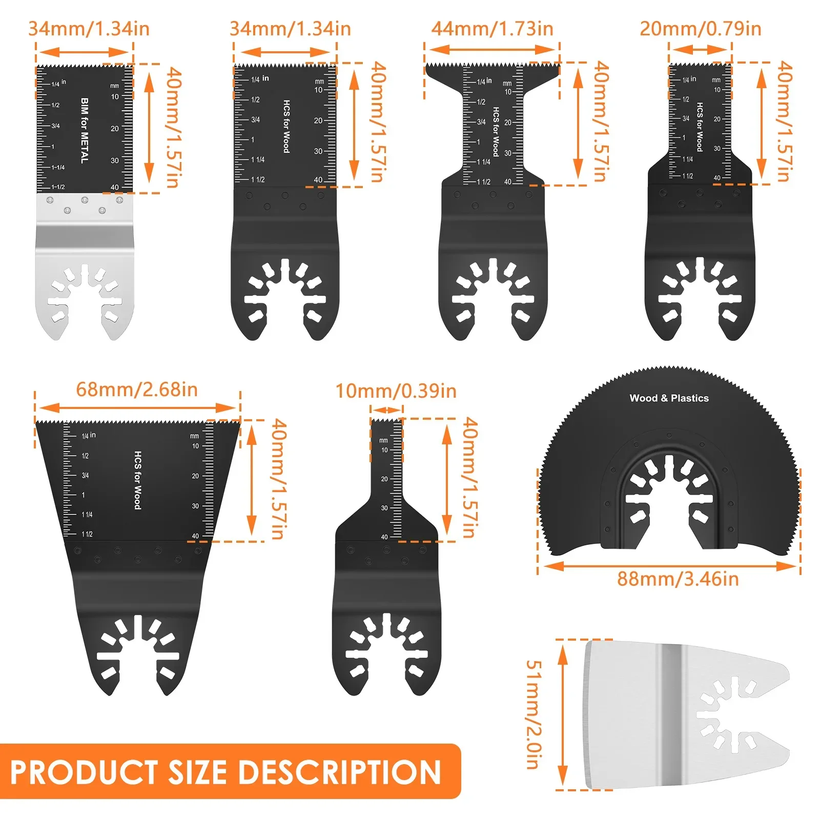 Imagem -03 - Oscilante Saw Blades Grupo Bi-metal Kit Lâmina Multitool Quick Release Corte Preciso Pcs Aço Inoxidável