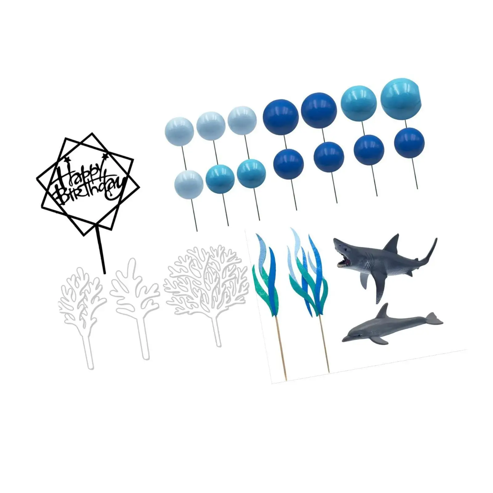 Sea Ocean Cake Topper Acrylic Foam Cake Decor for Mermaid Party Decoration Wedding Baby Shower Celebration