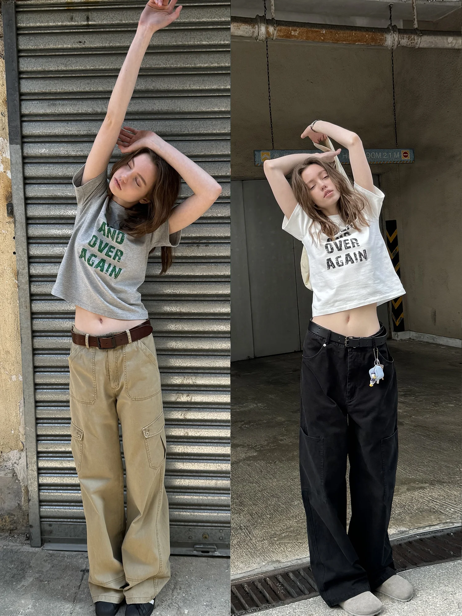 

UNRETRO American Retro Letter Print Slim Fit ort Sve round Ne T-irt Women's Casual Sle Cotton Summer Top