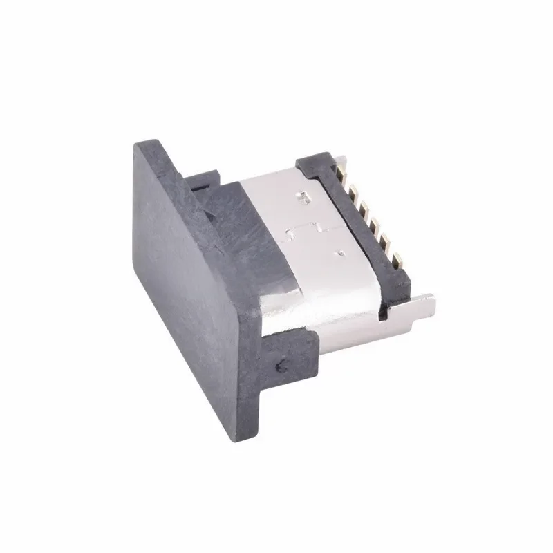 3.1 Type-C 6P Vertical SMD 2 Fixed Copper Shell Type-C Socket Female Socket Tail Plug Charging Port Socket