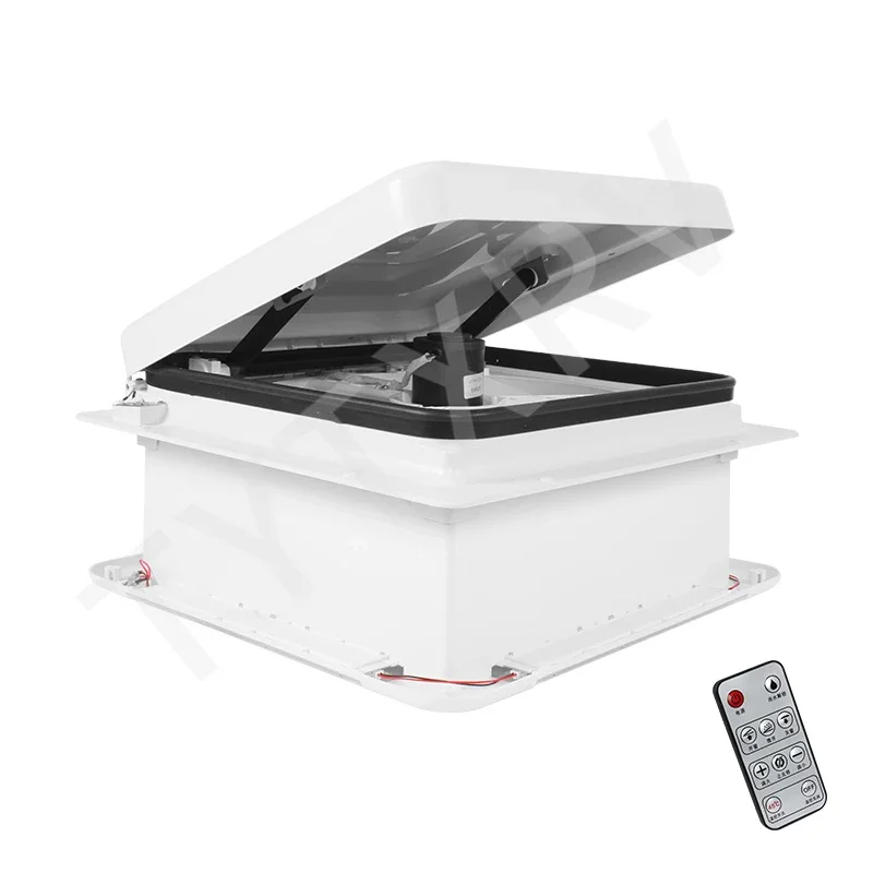 

TYTXRV Motorhome Vent Fan 12V 16 Inch 400X400mm UV-Resistant Automatic Control with LED Light 6 speeds White Lid RV Roof