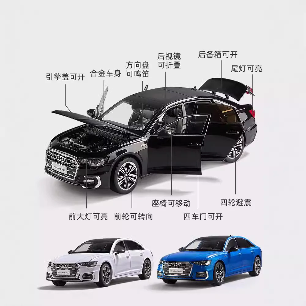 1:18 NEW AUDI A6 Alloy Die Cast Toy Car Model Sound and Light Children\'s Toy Collectibles Birthday gift