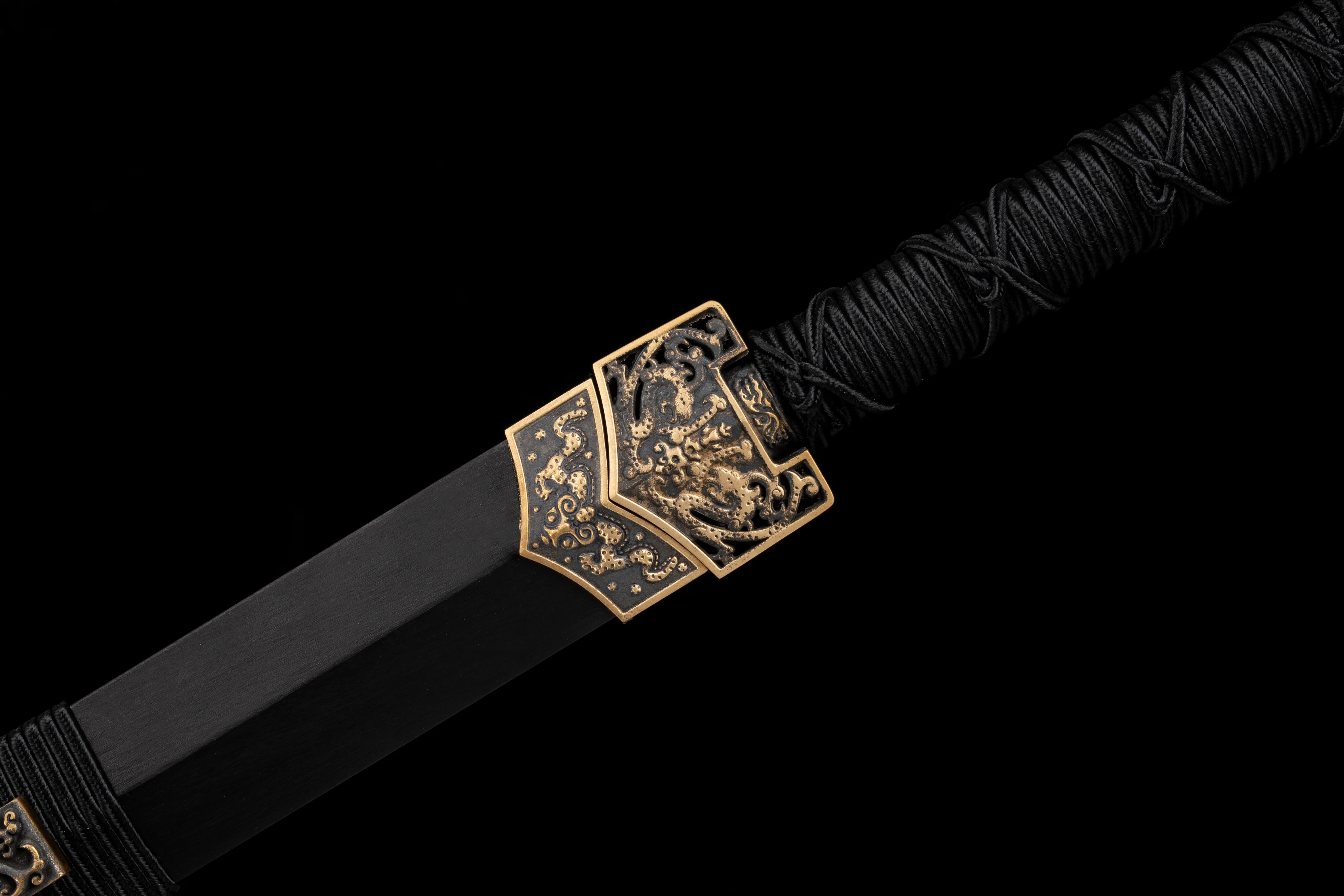 Chinese copper-cast Damascus feather-patterned blade steel insert cosplay real katana ninja martial knight martial not sharp