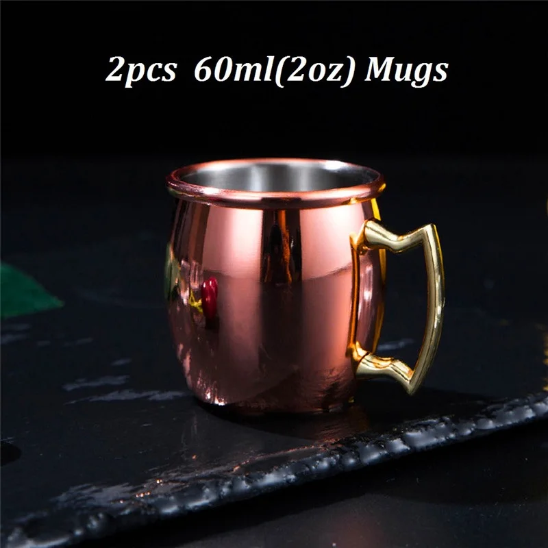 60ml Mini  Moscow Mule Mug Stainless Steel Mug Coffee Cup Beer Wine Brass Cocktail Party 2oz Stainless Mini Beverage Cup