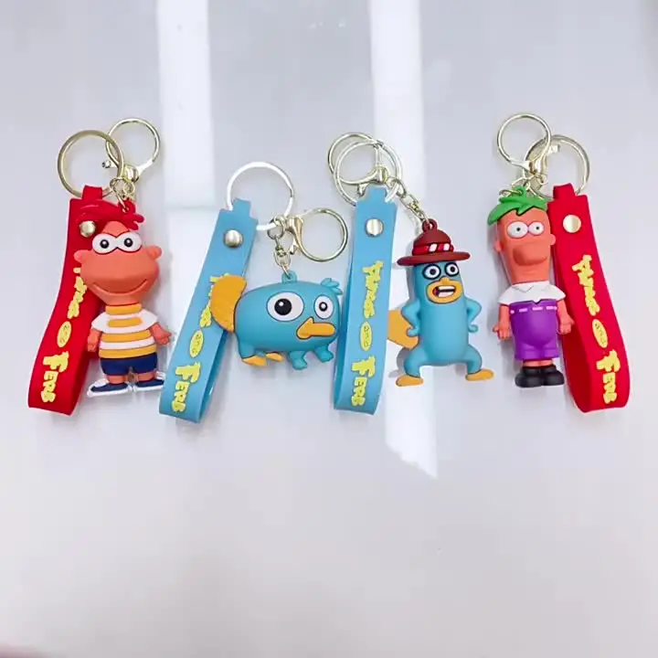 LLavero de Anime Phineas y Ferb Perry The Platypus, figura de dibujos animados, bolso de muñeca, llavero Ferb Fletcher Phineas Flynn, regalo de cumpleaños para niños