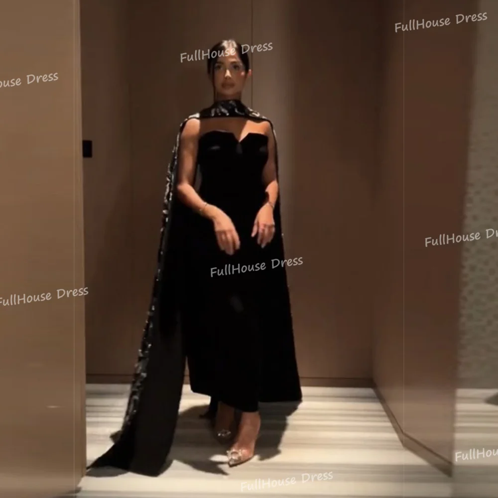 Vestido De noche recto negro con hombros descubiertos hecho a medida, vestido De fiesta largo sin mangas con lentejuelas De encaje