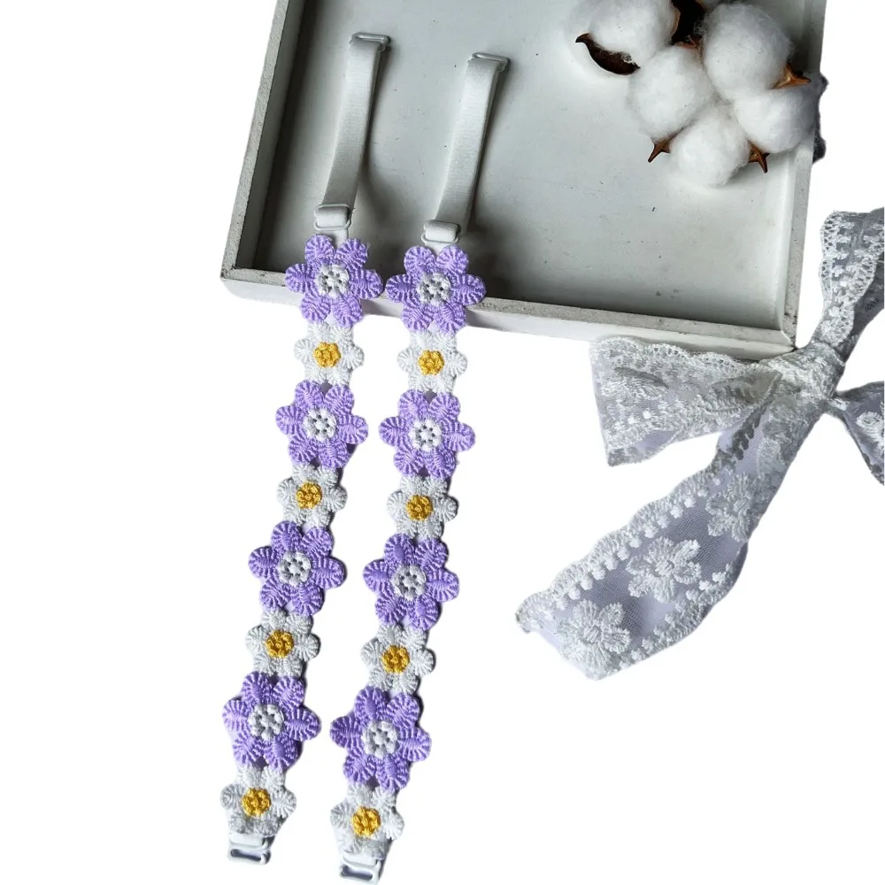 

1 Pair Removable Floral Bra Straps Elastic Anti-slip Flower Shoulder Straps Polyester Adjustable Floral Shoulder Belts for Dress