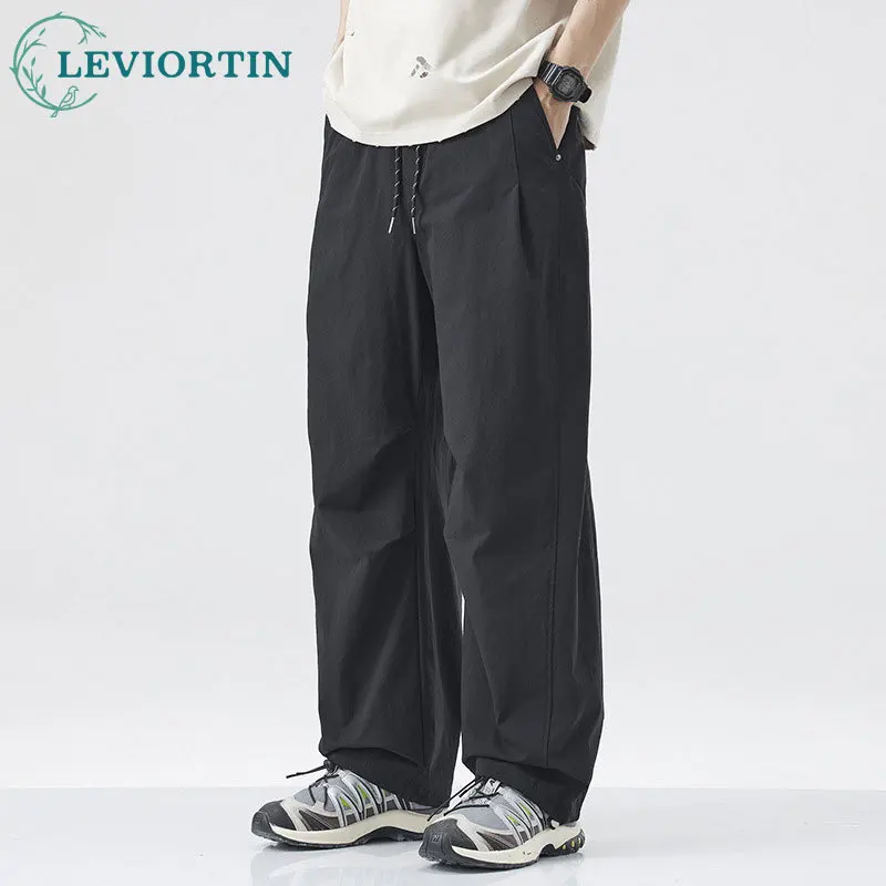 

Лето 2025 г., молодежные модные тонкие уличные десантники, универсальные повседневные брюки, мужские походные веревочные широкие брюки, быстросохнущие брюки-капли