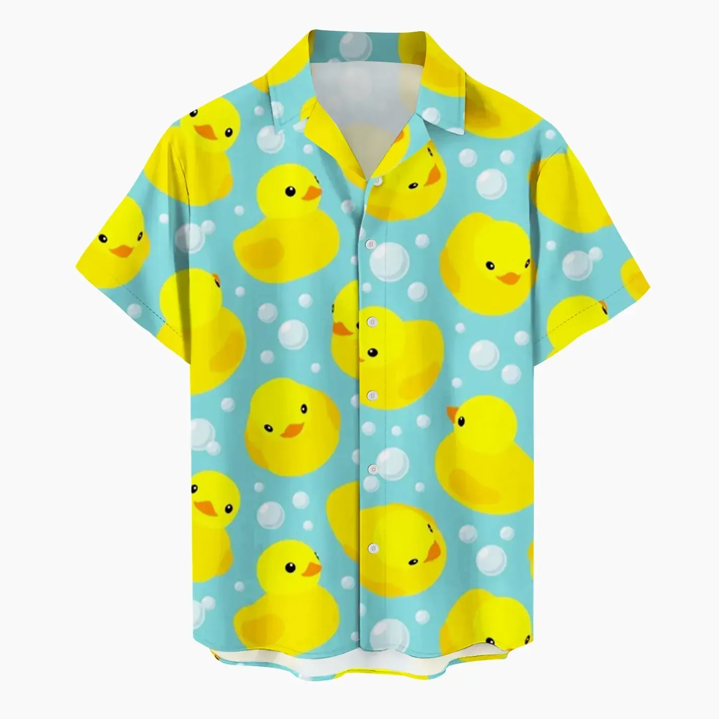 

2024 New Men's Shirt Little Yellow Duck 3D Printed Funny Hawaiian Beach Tops Short Sleeve Casual Fashion Blouse Social Shirt