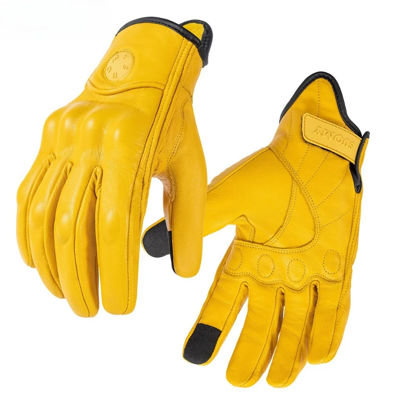 

New Full-Leather Motorcycle Gloves for Men and Women Touchscreen-Compatible, Durable Riding Gear