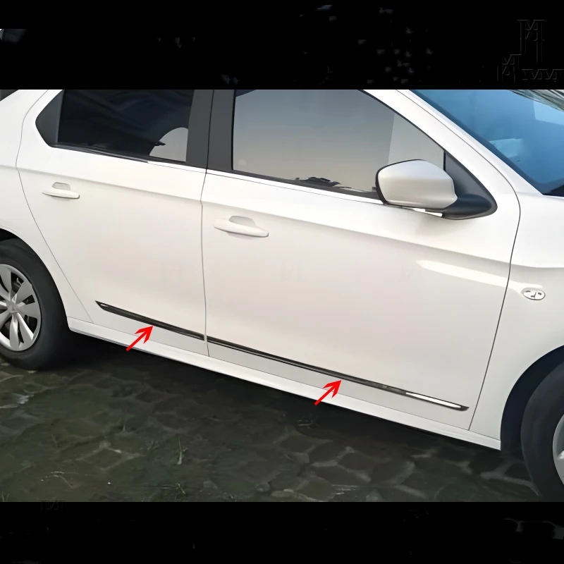 

WELKINRY For Peugeot 301 2012-2021 Citroen Elysee C-Elysee Stainless Steel Outer Car Body Door Side Moulding Bar Cover Trim