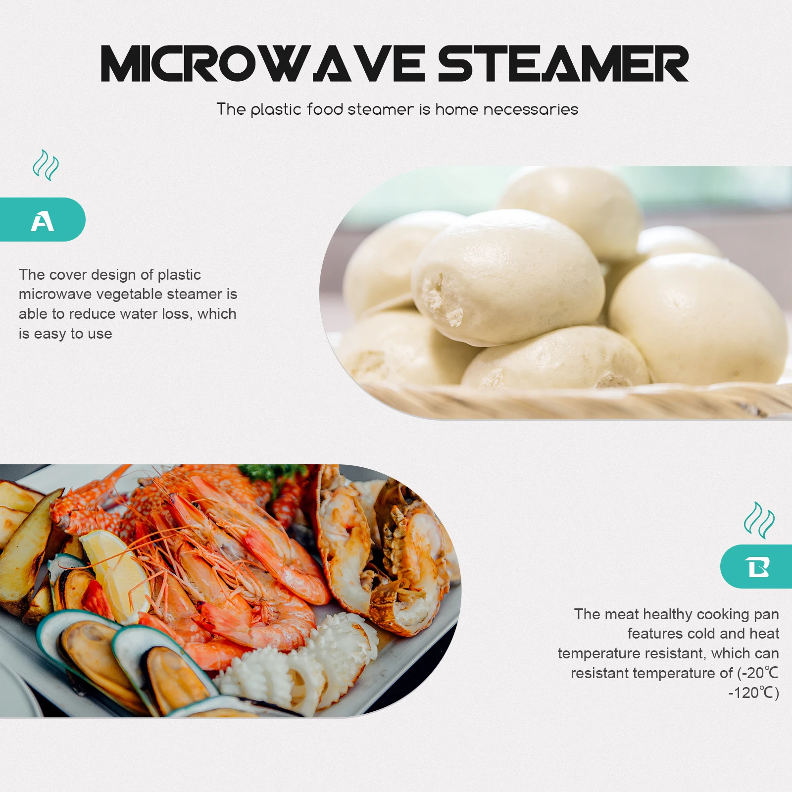 

Microwave Single Tier Plastic Food For Buns Vegetables Healthy Cooking Household Kitchen Accessory Steamer Basket With Lid