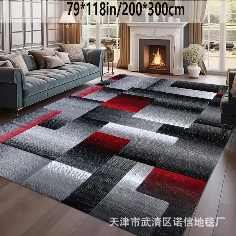 3D Block Geometric Rug Non Slip Wear Resistant Floor Mat for Living Room Bedroom Study Computer Desk Home Decor