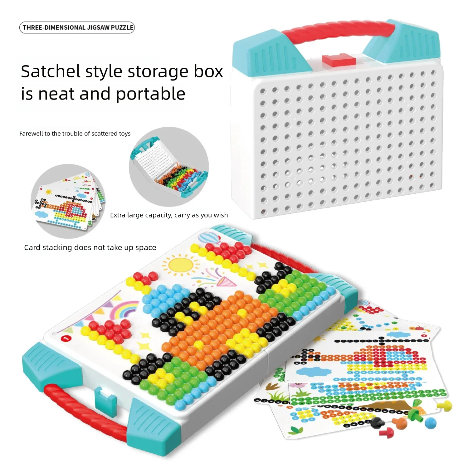 373pcs/Set Creative Mosaic Toy Gifts Children Nail Composite Picture Puzzle Creative Mosaic Mushroom Nail Kit Puzzle Toys