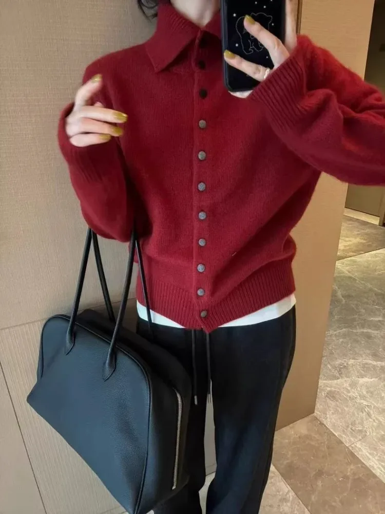 가을과 겨울 패션 신상 여성 우아한 니트 가디건 따뜻하고 두꺼운 캐시미어 캐주얼 싱글 브레스티드 한국 스웨터