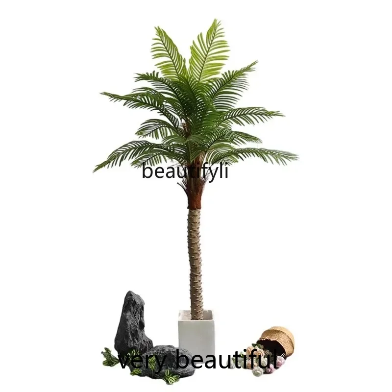 

F132 Artificial coconut tree indoor landscaping, green plants, large potted plants decorative hotel floor fake palm trees