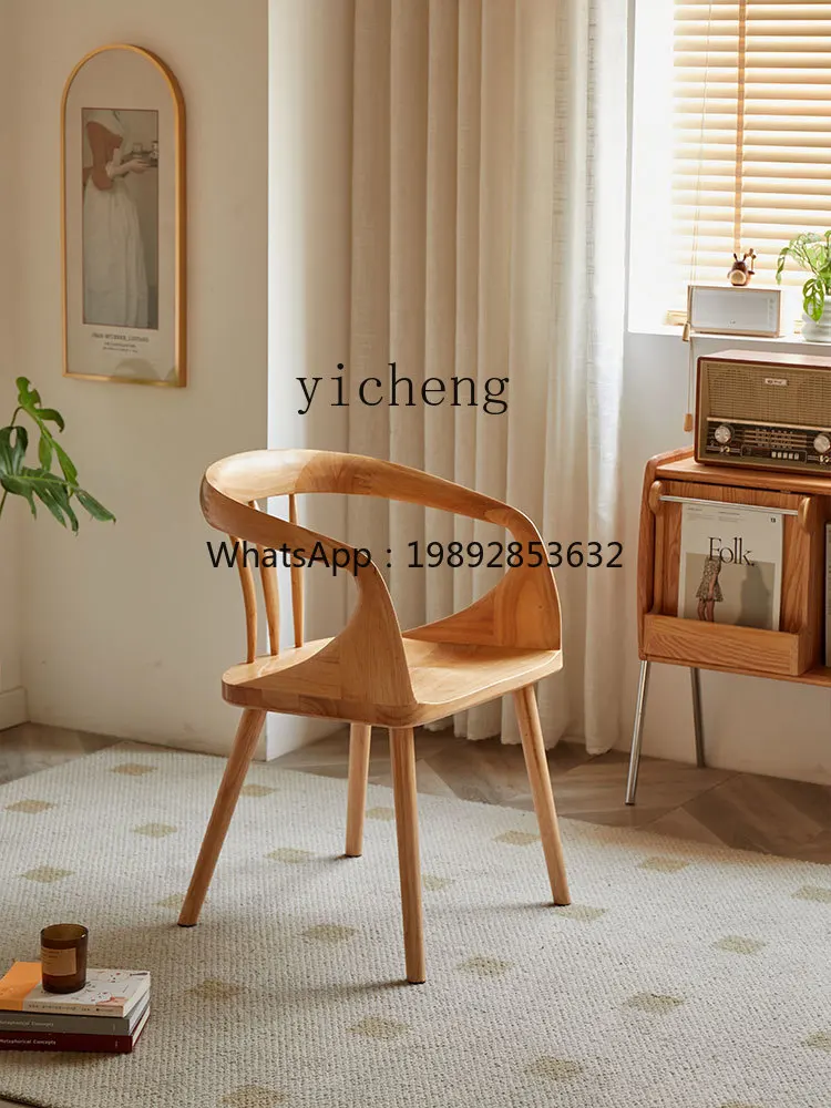 ZZ XL Solid Wood Backrest for Dining Chair Stool round-Backed Armchair Dining Table and Chair Study Tea Table Chair