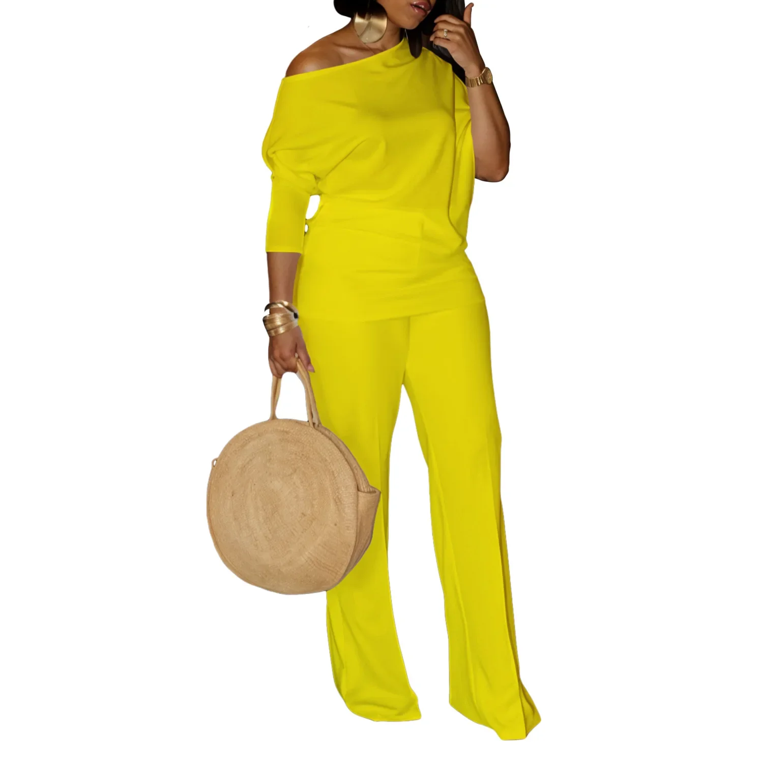 

Наряды, комплект из 2 предметов, африканская одежда для женщин, осенний африканский полиэстер, белый, желтый, синий, вечерний вечерний топ, длинные брюки, одинаковые комплекты