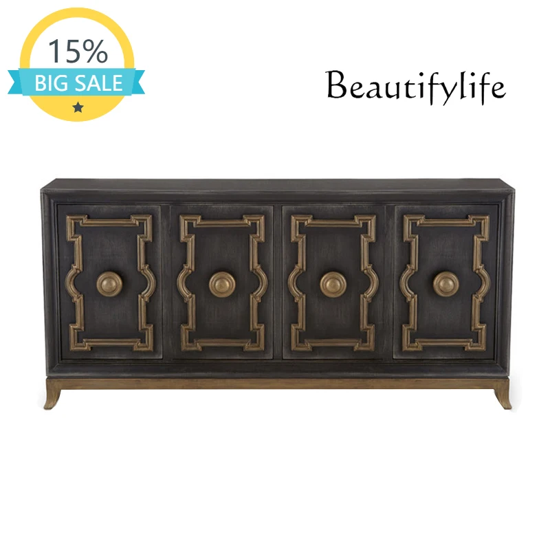 

BJ American Neoclassical Solid Wood Entrance Cabinet, Living Room Foyer Cabinet, High American Storage And Dining Cabinet