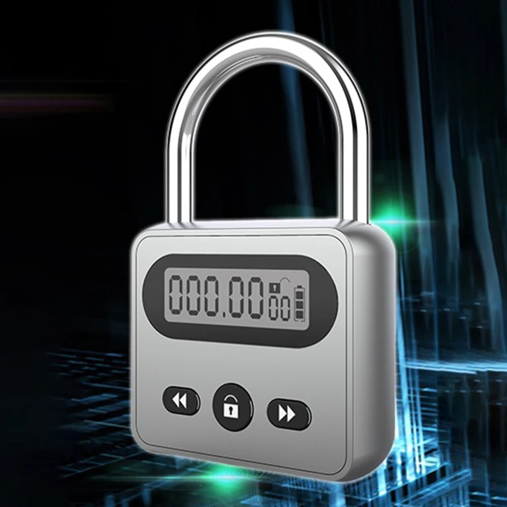 

Timing Padlock Metal Timer Lock LCD Display Multi Function Electronic Time 999 Hour Timing Anti-addiction Electronic Lock