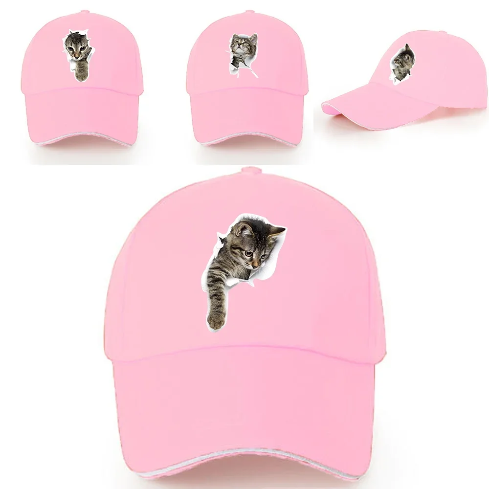 

Tennis Caps Baseball Cap Women Hip Hop Cute Cat Pattern Series Adjustable Sport Visors Hats Bundle Hair Tie High Messy Ponycap