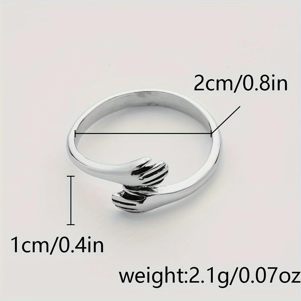 Vintage Hug Rings For Women Silver Color Romantic Forever Love Hug Opening Finger Wedding Bands Valentine's Day Finger Ring Gift image 3