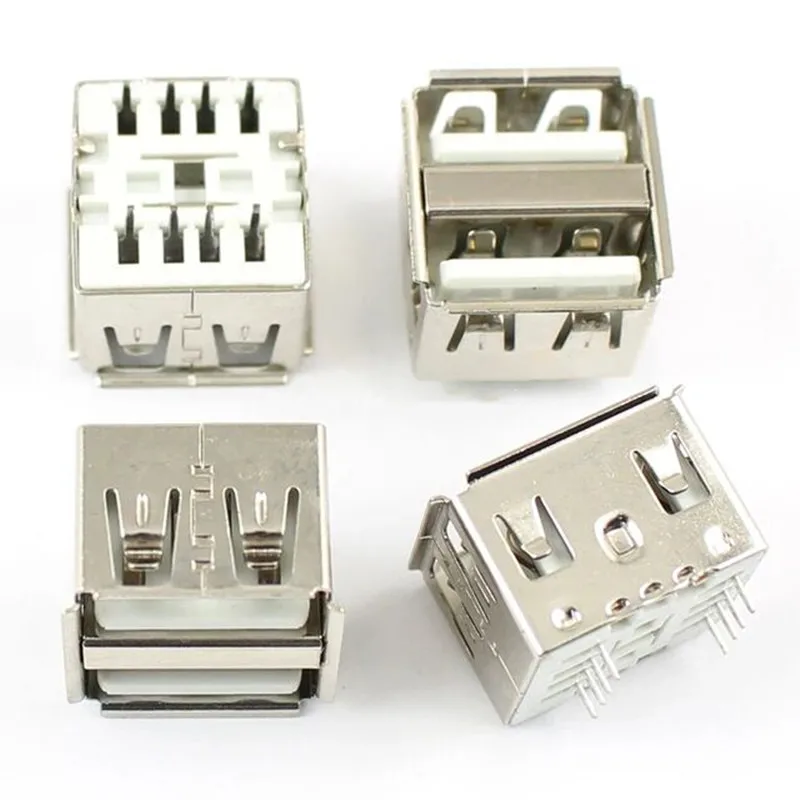 200PCS/LOT  USB socket AF180 degree double row 8-pin vertical straight insertion harpoon fixed pin 10.0mm double-layer 2.0 femal