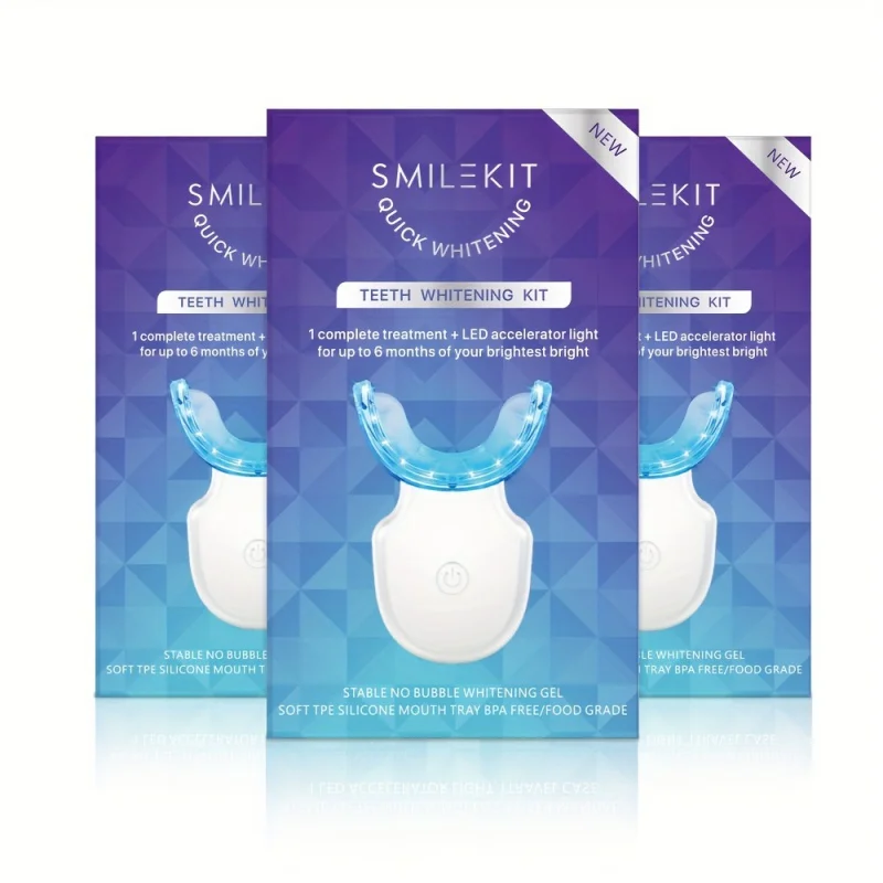 Rechargeable teeth whitening kit with led blue light accelerator