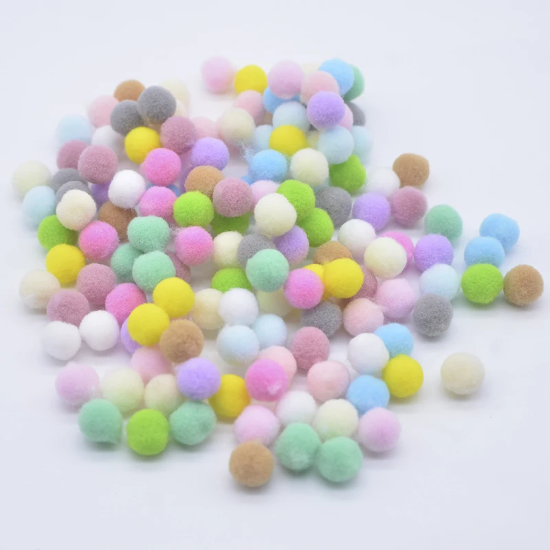 150Pcs 1cm/0.39inch Kawaii Soft Pompons Colorful Fluffy Plush Craft DIY Wedding Home Decor Glue on Cloth Toys Accessories